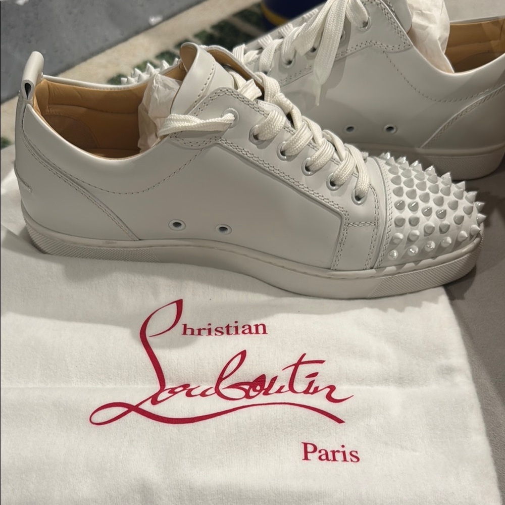 Christian Louboutin White Spiked Sneakers